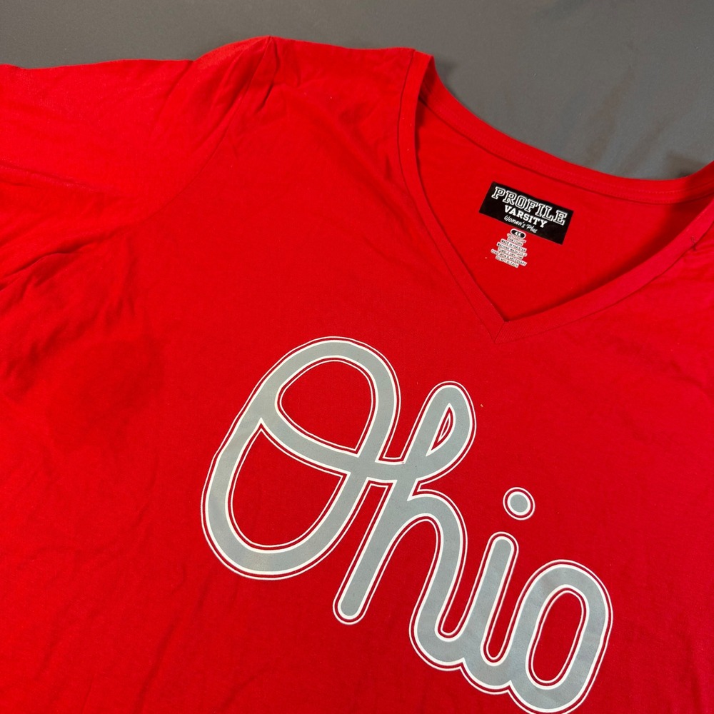 Profile Varsity Ohio State Buckeyes Women Plus 4X Red V-Neck T-Shirt NWT Ohio